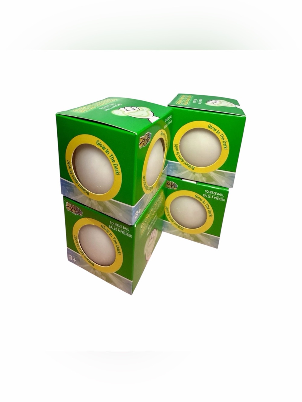 Novelty World Glow-in-the-Dark Squeeze Balls | Lot of 4 | NeeDoh| NEW